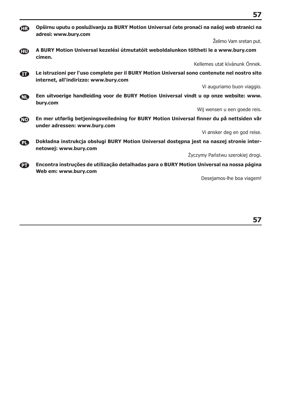 BURY Motion Universal User Manual | Page 57 / 63