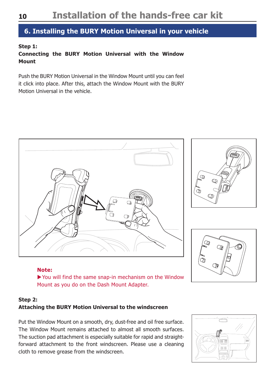 Installation of the hands-free car kit | BURY Motion Universal User Manual | Page 10 / 19