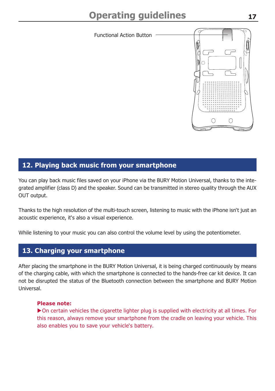 Operating guidelines | BURY Motion Universal User Manual | Page 17 / 19