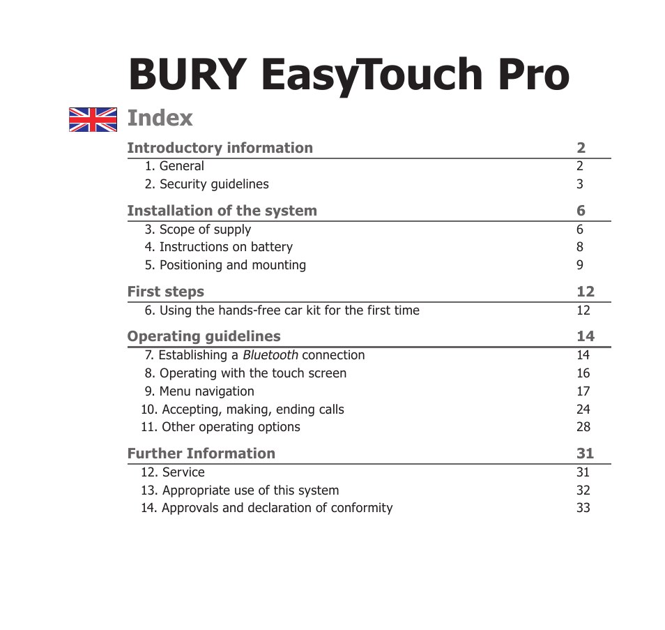 BURY EasyTouch Pro User Manual | 35 pages