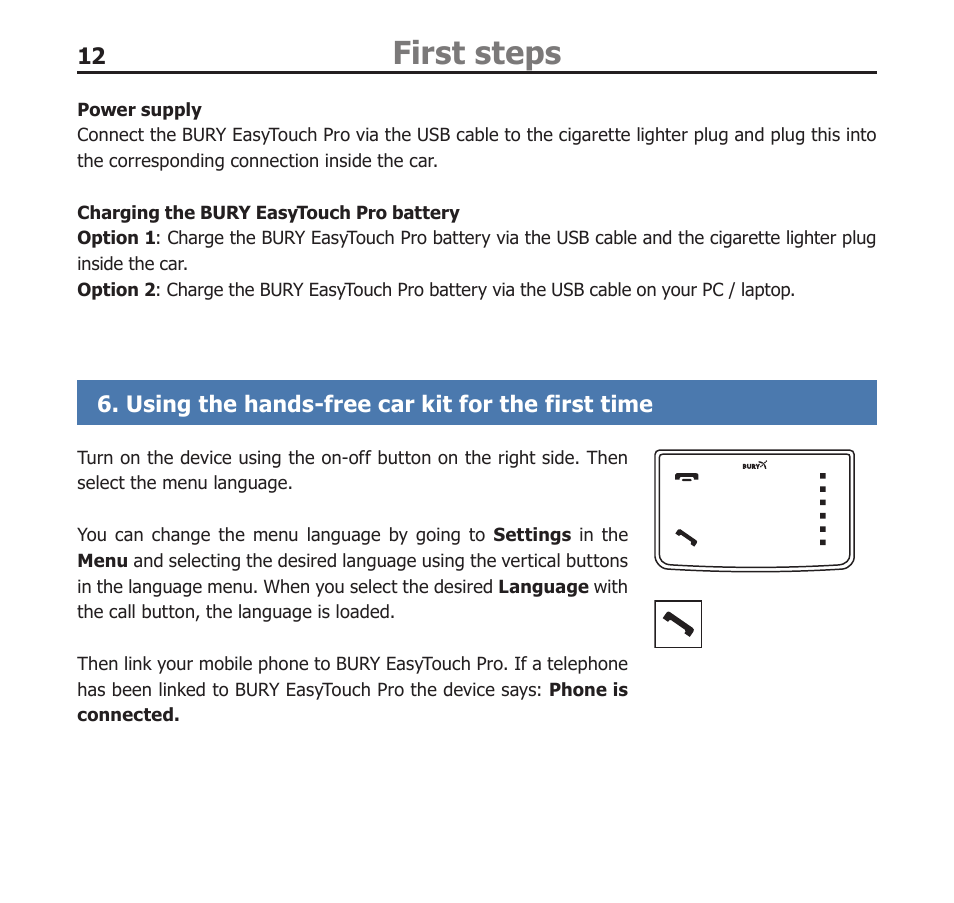 First steps | BURY EasyTouch Pro User Manual | Page 12 / 35