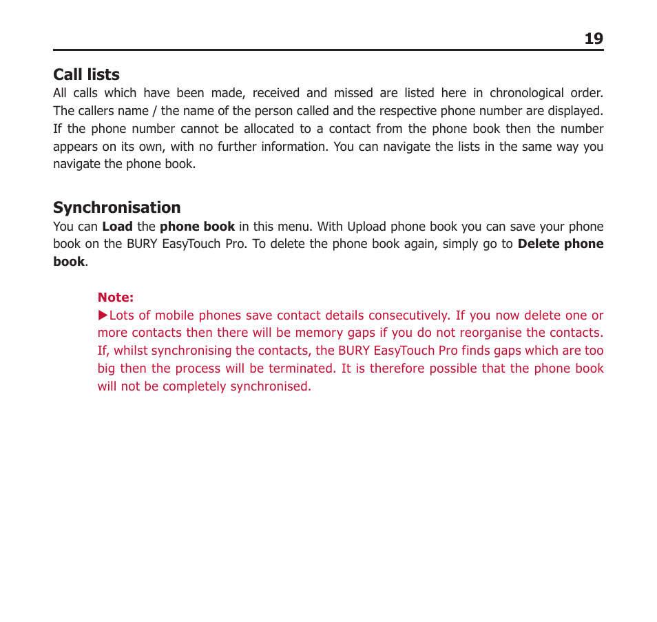 BURY EasyTouch Pro User Manual | Page 19 / 35