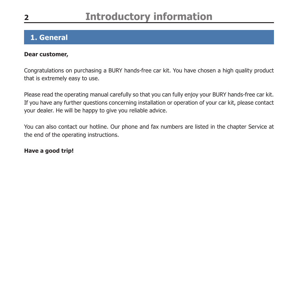 Introductory information | BURY EasyTouch Pro User Manual | Page 2 / 35