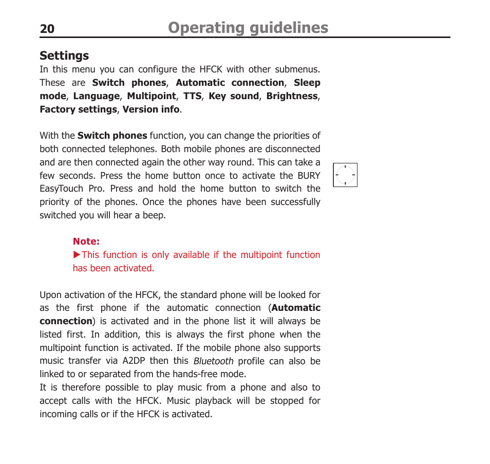 Operating guidelines | BURY EasyTouch Pro User Manual | Page 20 / 35