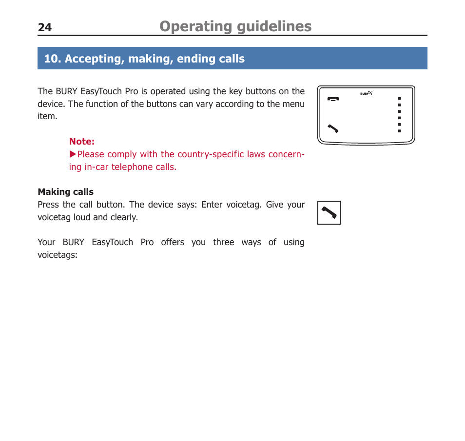 Operating guidelines | BURY EasyTouch Pro User Manual | Page 24 / 35