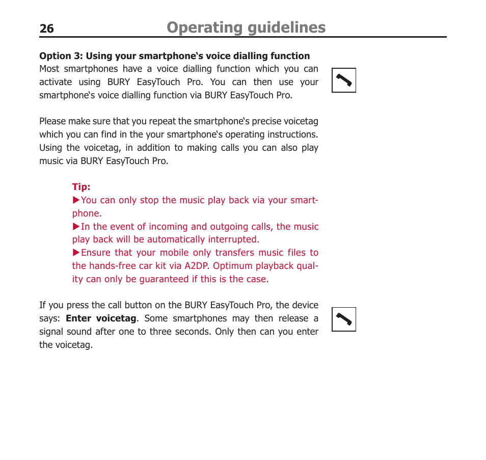 Operating guidelines | BURY EasyTouch Pro User Manual | Page 26 / 35
