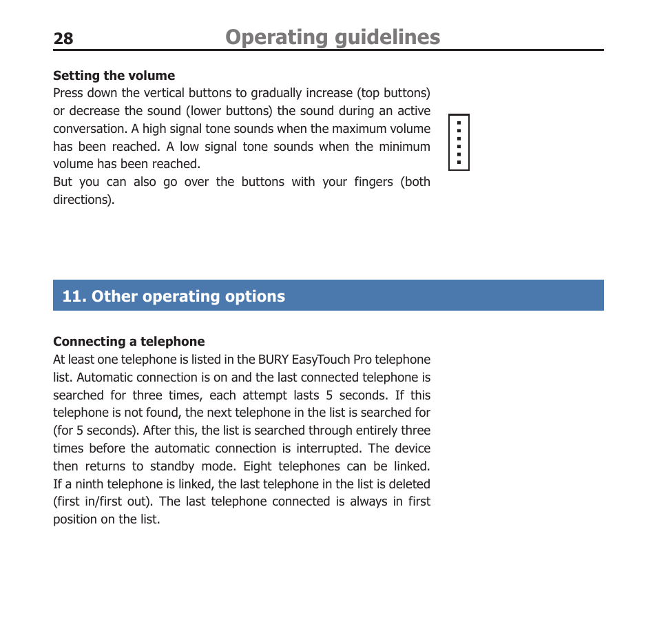 Operating guidelines | BURY EasyTouch Pro User Manual | Page 28 / 35
