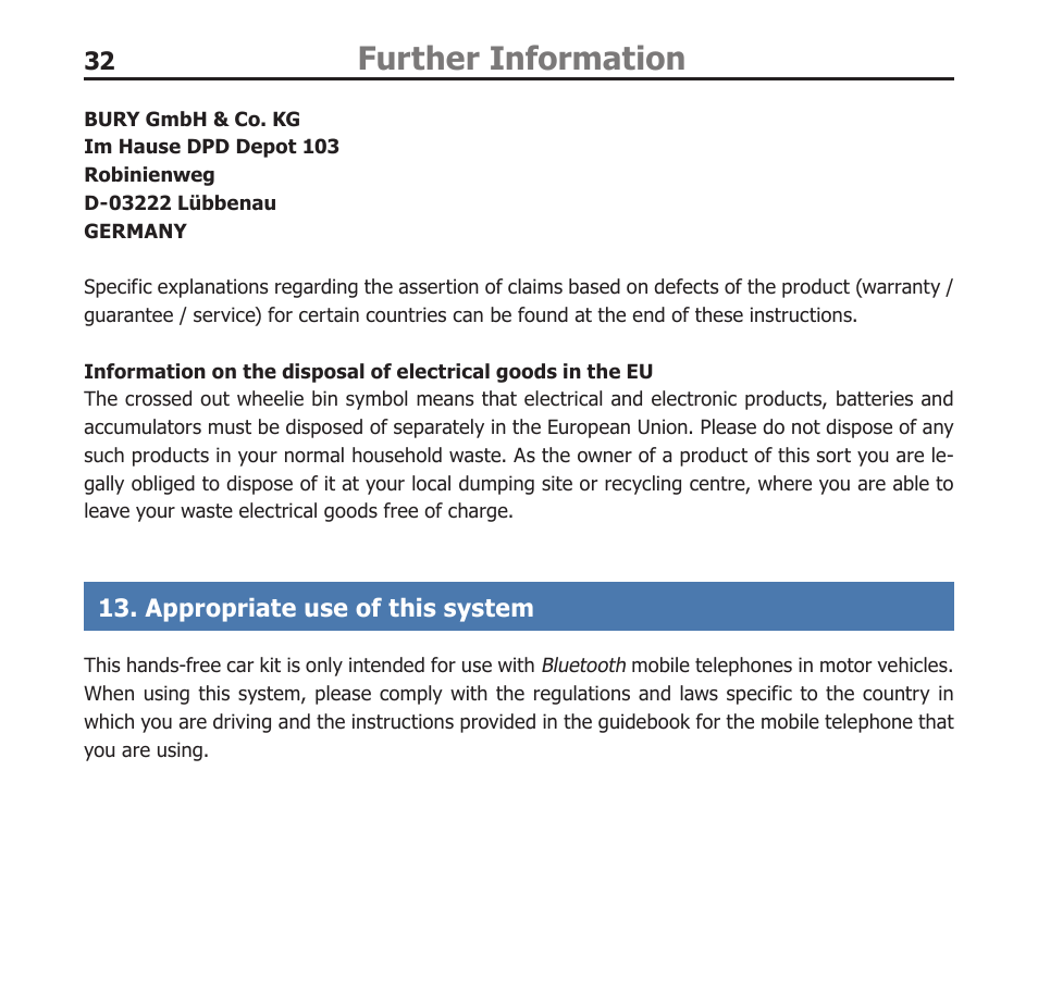 Further information | BURY EasyTouch Pro User Manual | Page 32 / 35