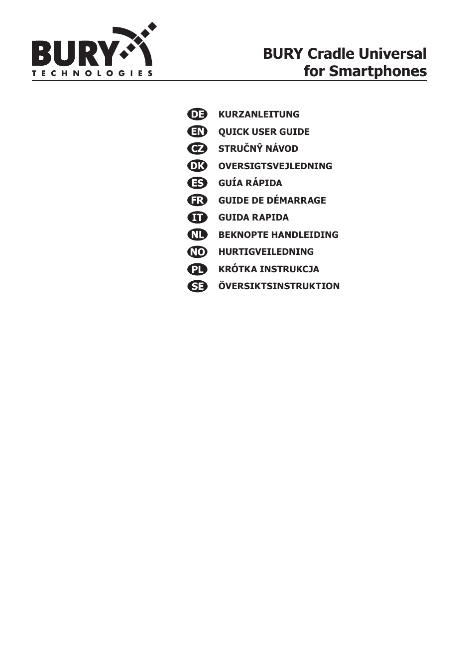 BURY Cradle Universal for Smartphones User Manual | 30 pages