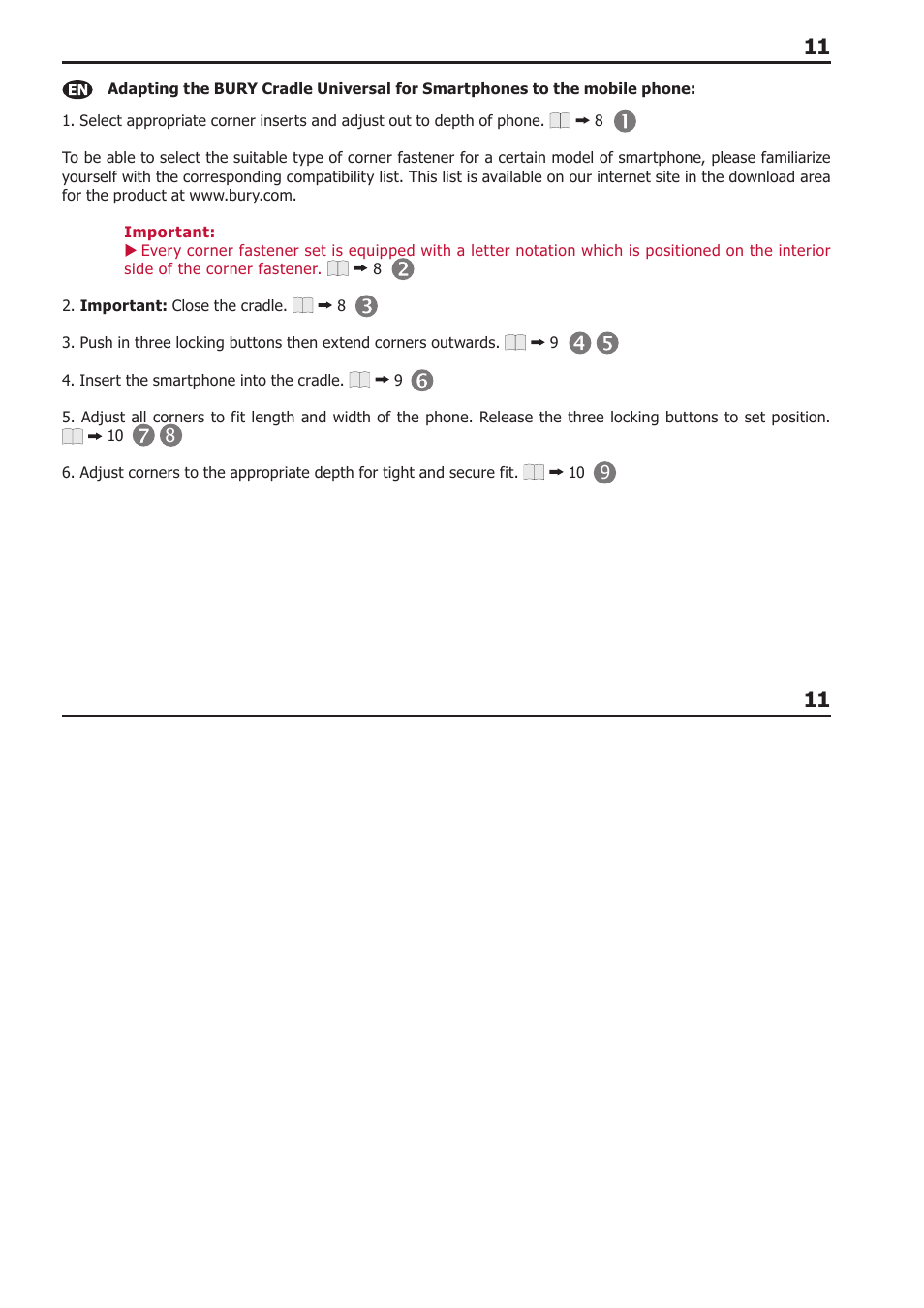 BURY Cradle Universal for Smartphones User Manual | Page 11 / 30
