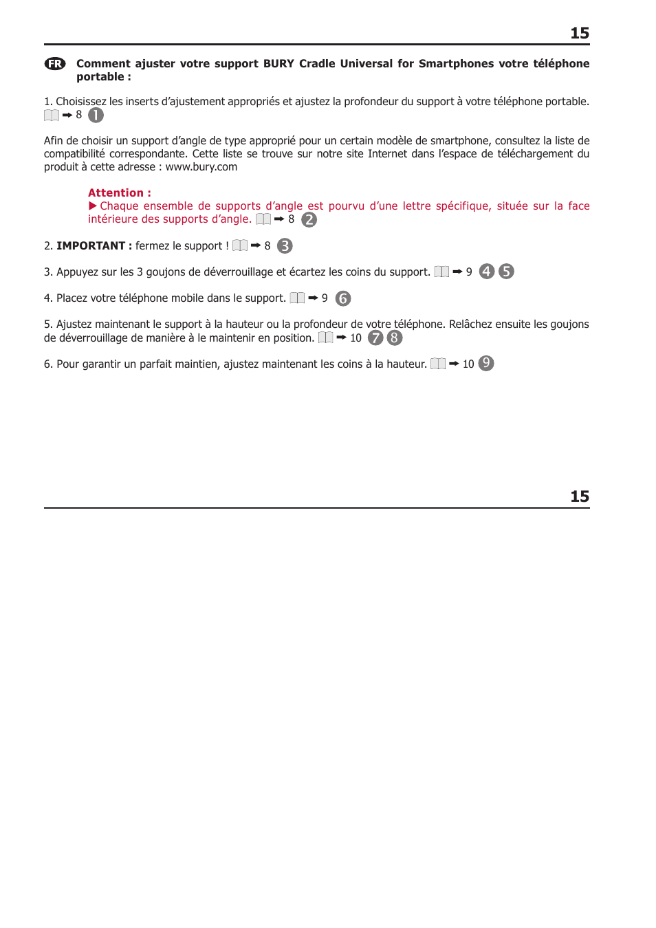 BURY Cradle Universal for Smartphones User Manual | Page 15 / 30