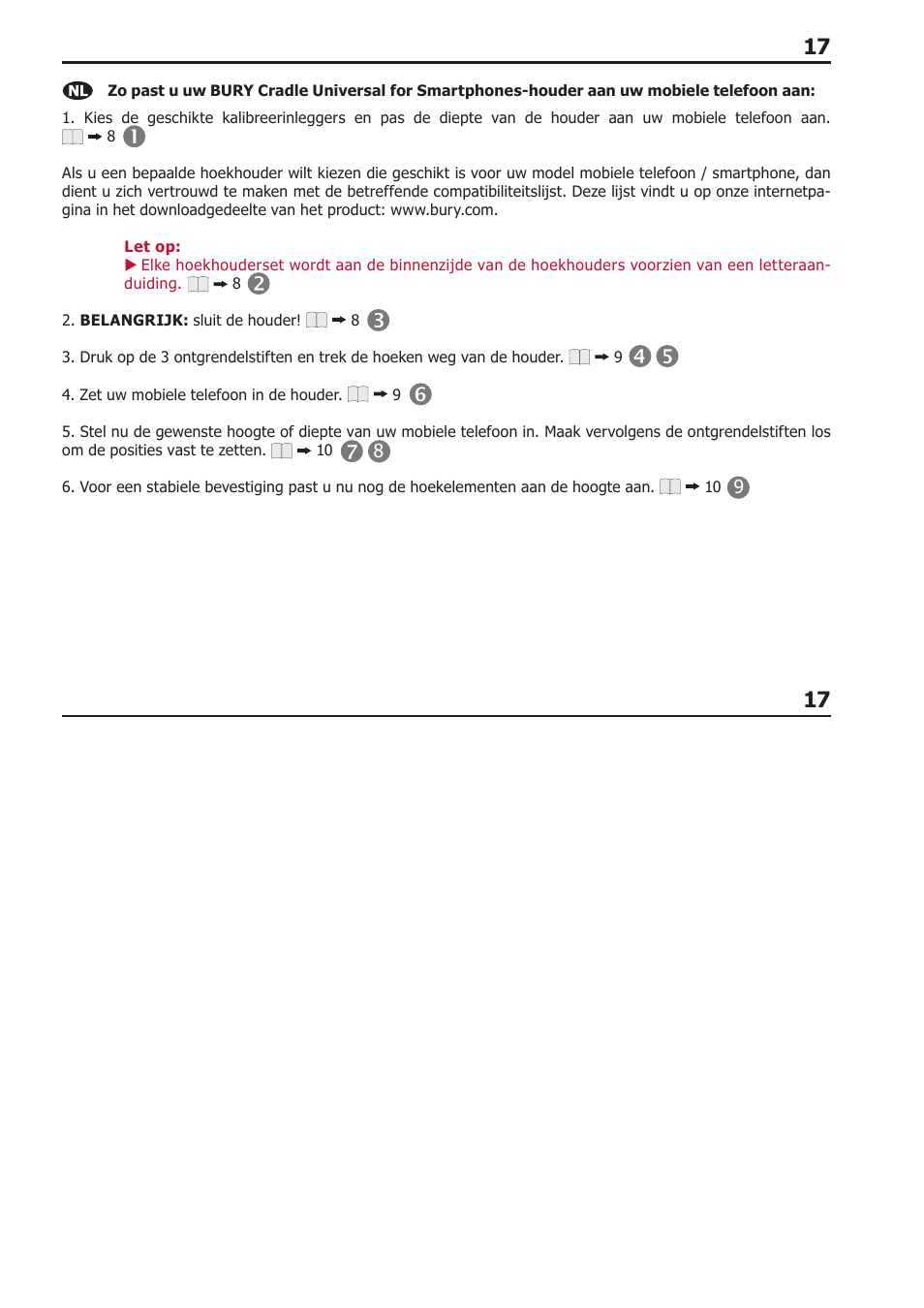 BURY Cradle Universal for Smartphones User Manual | Page 17 / 30