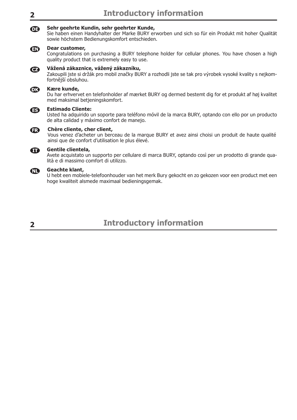 Introductory information | BURY Cradle Universal for Smartphones User Manual | Page 2 / 30