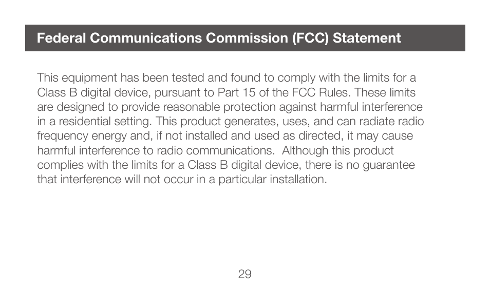 Federal communications commission (fcc) statement | IOGear GBHFK331 User Manual | Page 29 / 36