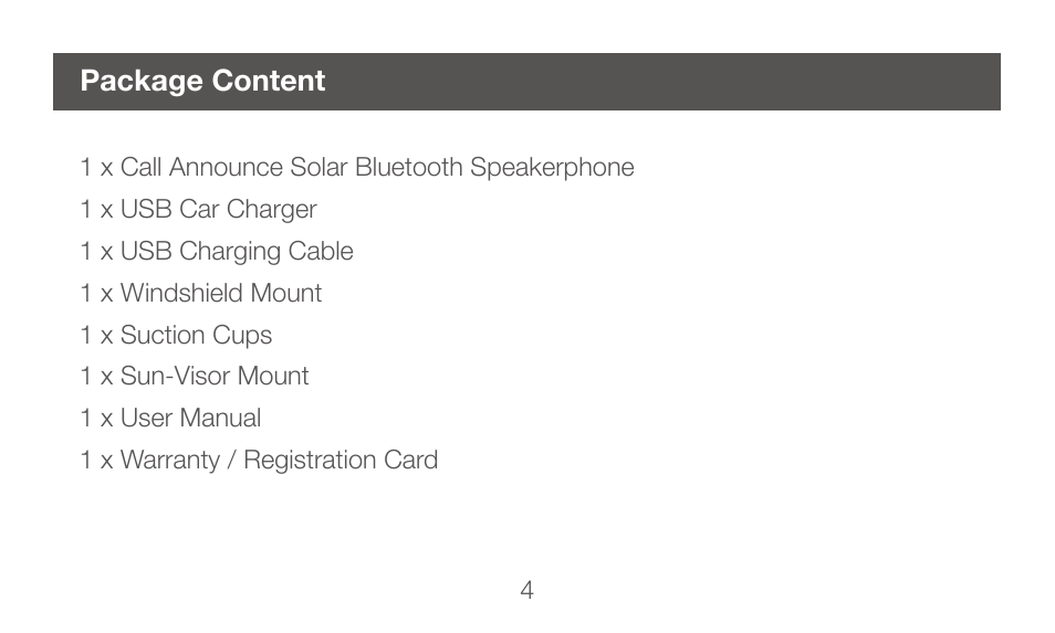 Package content | IOGear GBHFK331 User Manual | Page 4 / 36