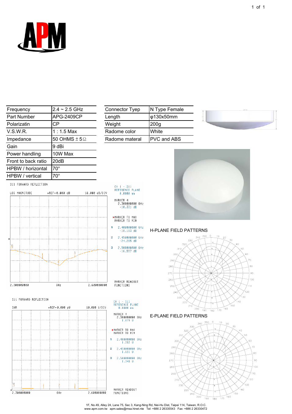 APM APG-2409CP User Manual | 1 page