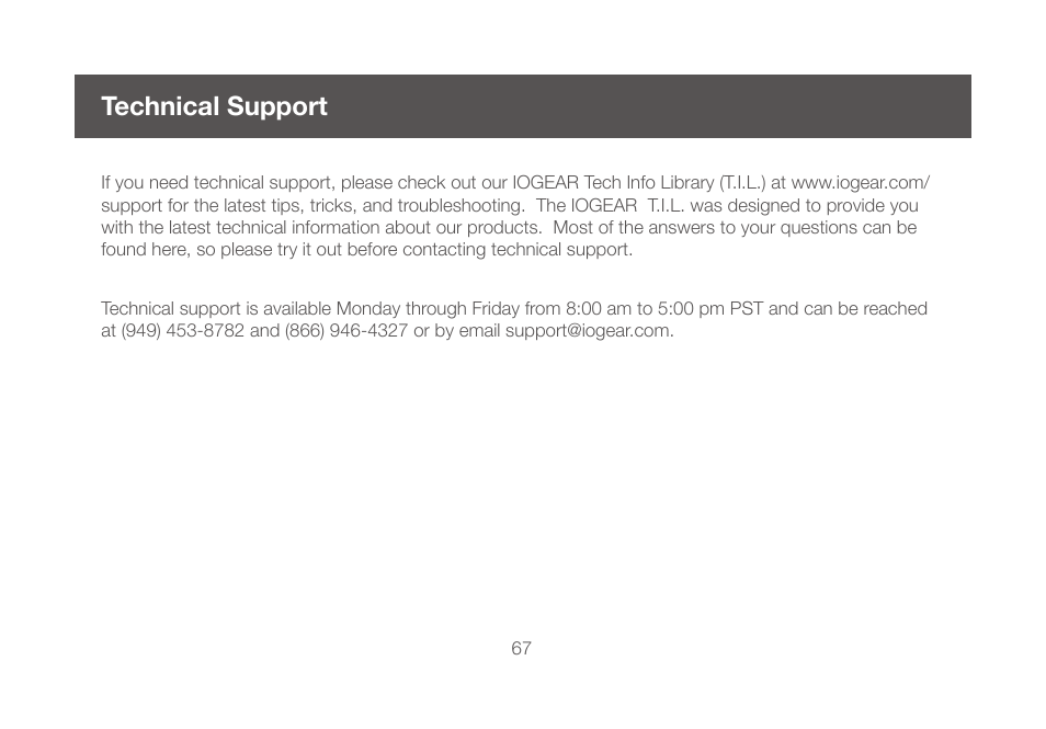 Technical support | IOGear GBU421WM User Manual | Page 67 / 74