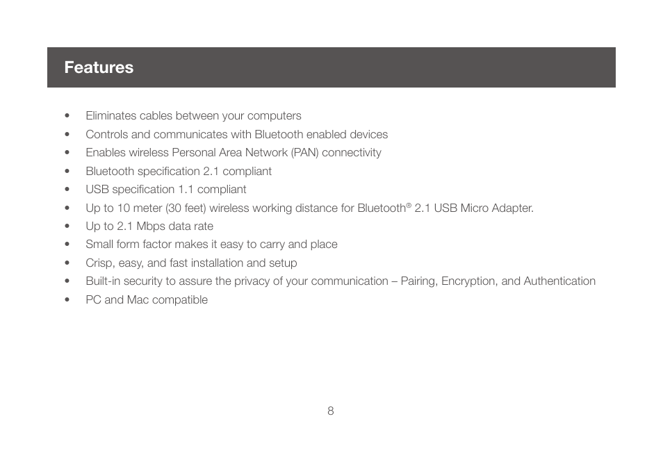 Features | IOGear GBU421WM User Manual | Page 8 / 74