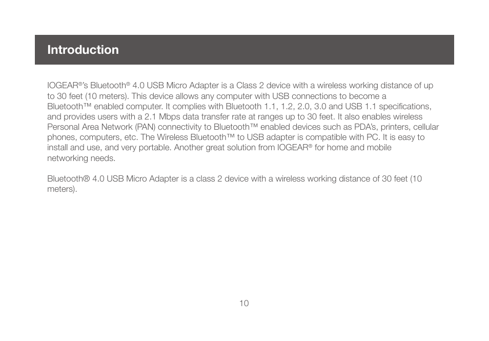 Introduction, Introduction 10 | IOGear GBU521W6 Manual User Manual | Page 10 / 68