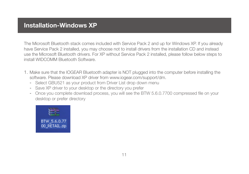 Installation-windows xp | IOGear GBU521W6 Manual User Manual | Page 11 / 68