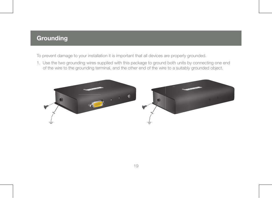 Grounding | IOGear GCE250 User Manual | Page 19 / 44