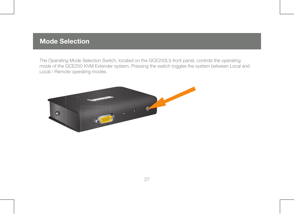 Mode selection | IOGear GCE250 User Manual | Page 27 / 44