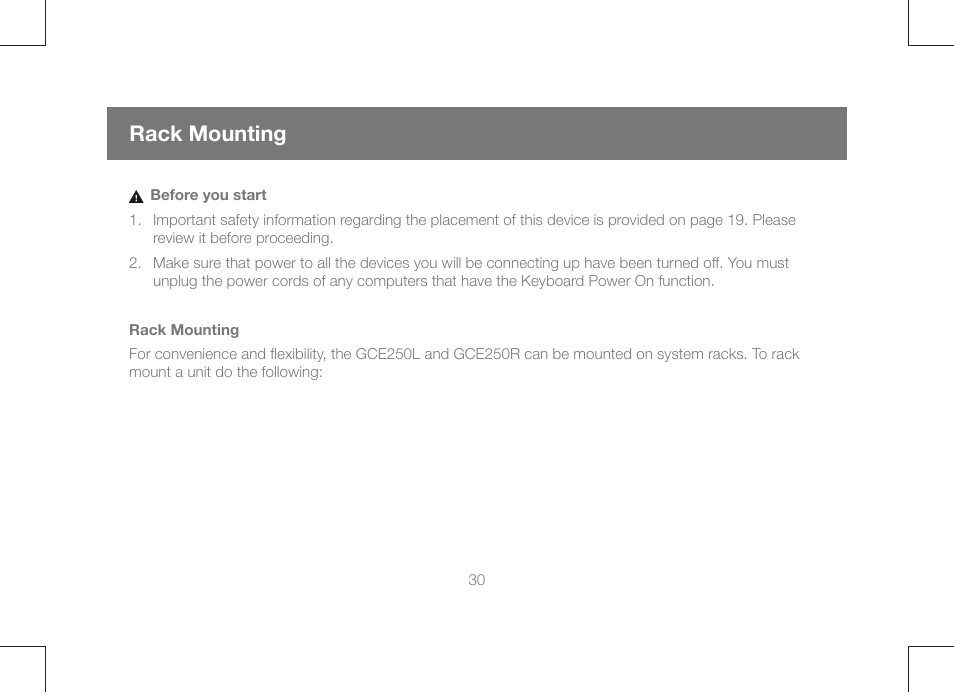 Rack mounting | IOGear GCE250 User Manual | Page 30 / 44
