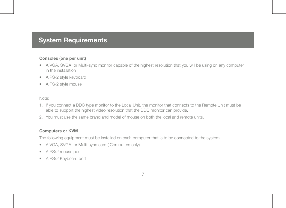 System requirements | IOGear GCE250 User Manual | Page 7 / 44