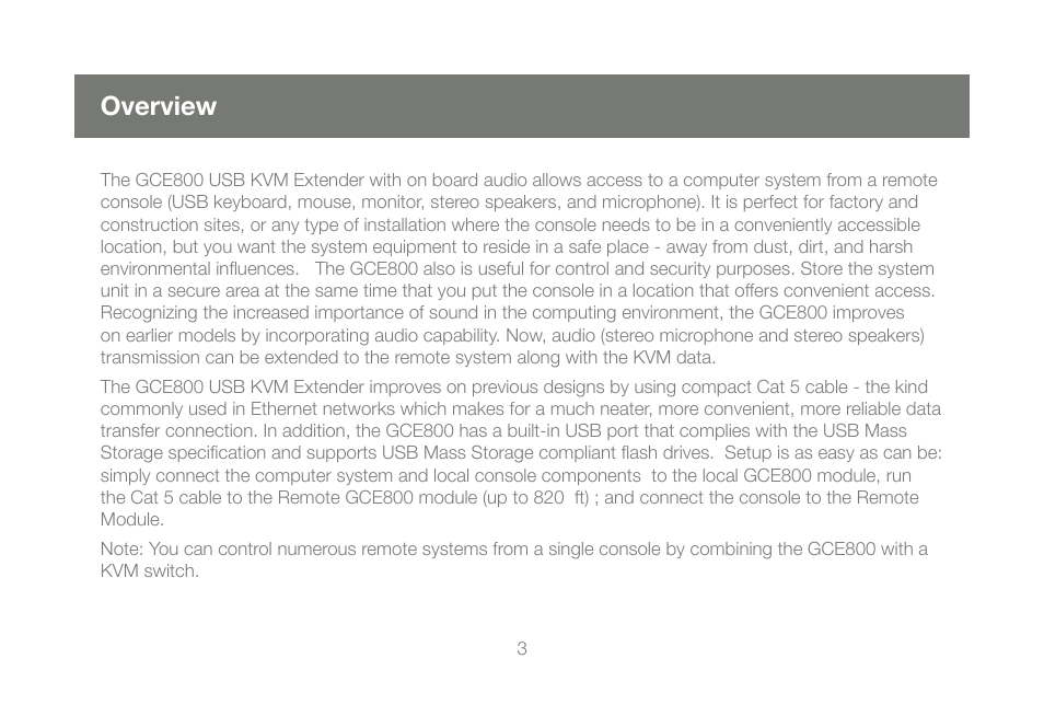 Overview | IOGear GCE800W6 User Manual | Page 3 / 66