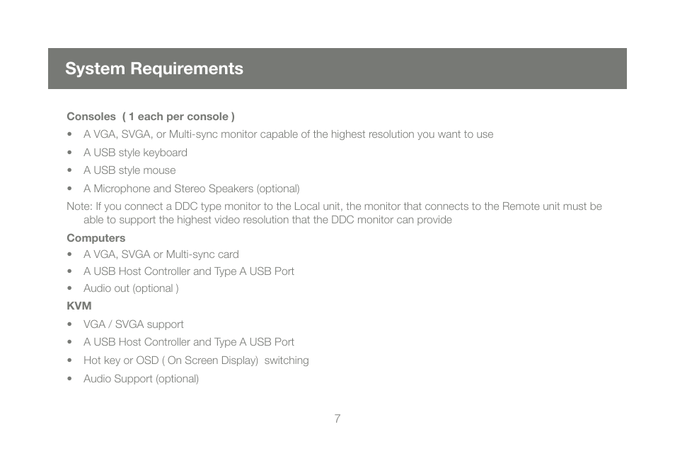 System requirements | IOGear GCE800W6 User Manual | Page 7 / 66