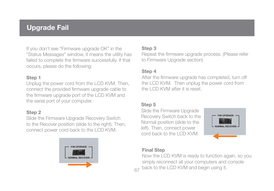 Upgrade fail | IOGear GCL1816KITU User Manual | Page 67 / 80