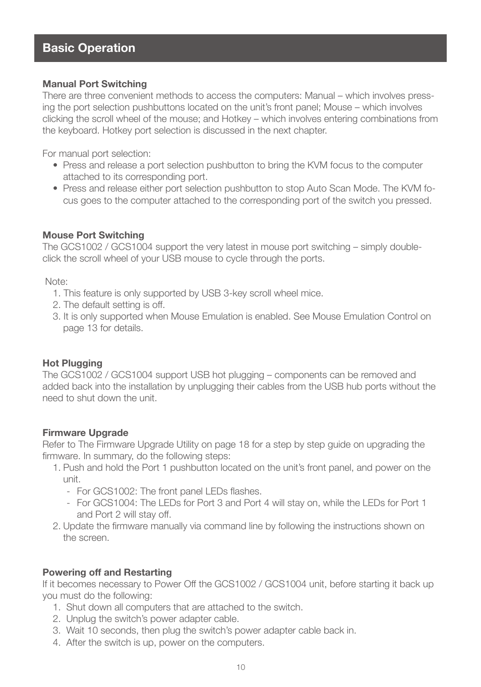 Basic operation | IOGear GCS1004 User Manual | Page 10 / 24