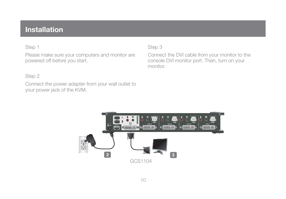 Installation | IOGear GCS1104-KM1 Manual User Manual | Page 10 / 38