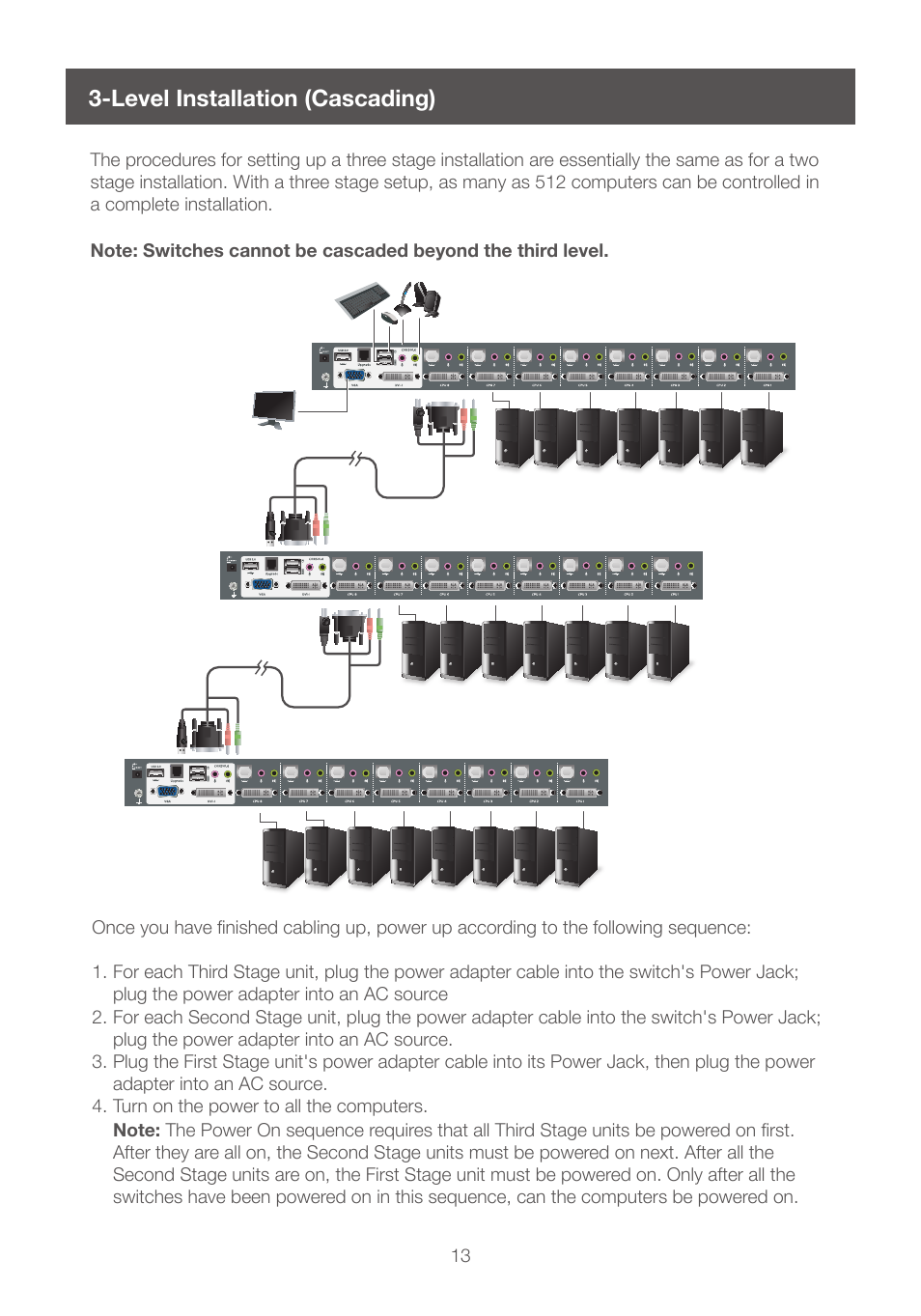 Level installation (cascading) | IOGear GCS1208 User Manual | Page 13 / 48
