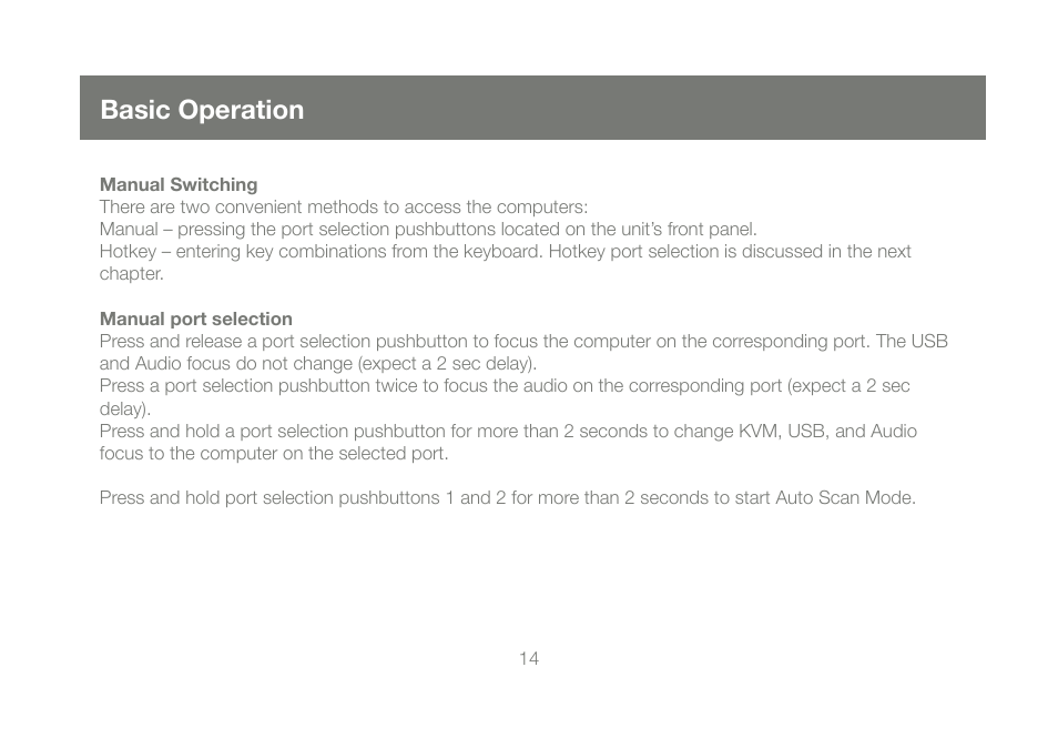 Basic operation | IOGear GCS1204 User Manual | Page 14 / 46