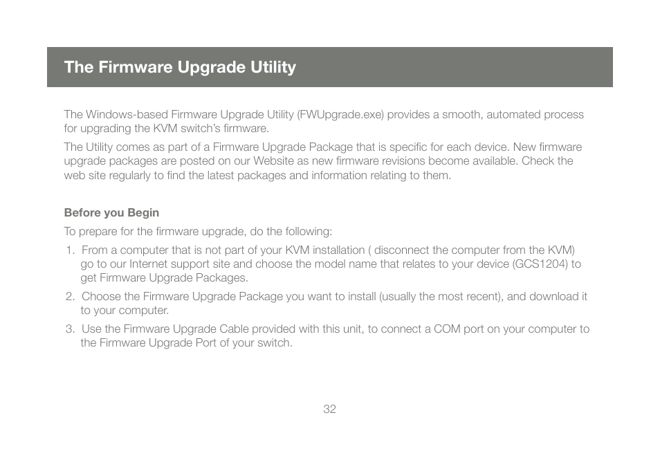 The firmware upgrade utility | IOGear GCS1204 User Manual | Page 32 / 46