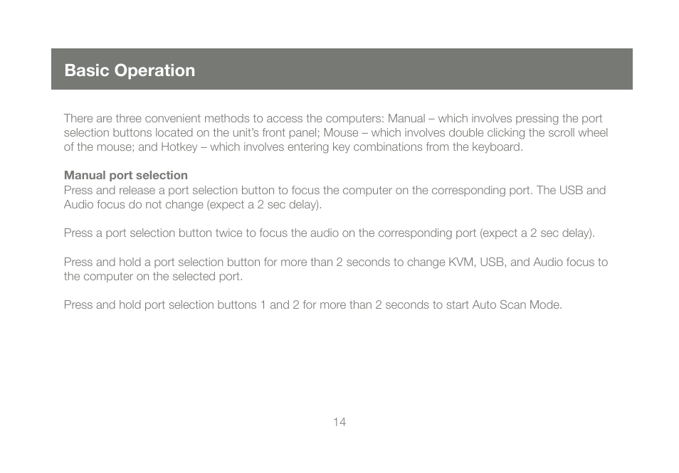Basic operation | IOGear GCS1204G User Manual | Page 14 / 44