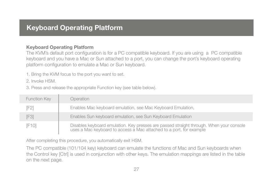 Keyboard operating platform | IOGear GCS1204G User Manual | Page 27 / 44