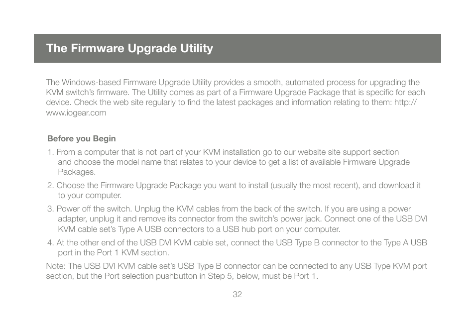 The firmware upgrade utility | IOGear GCS1204G User Manual | Page 32 / 44