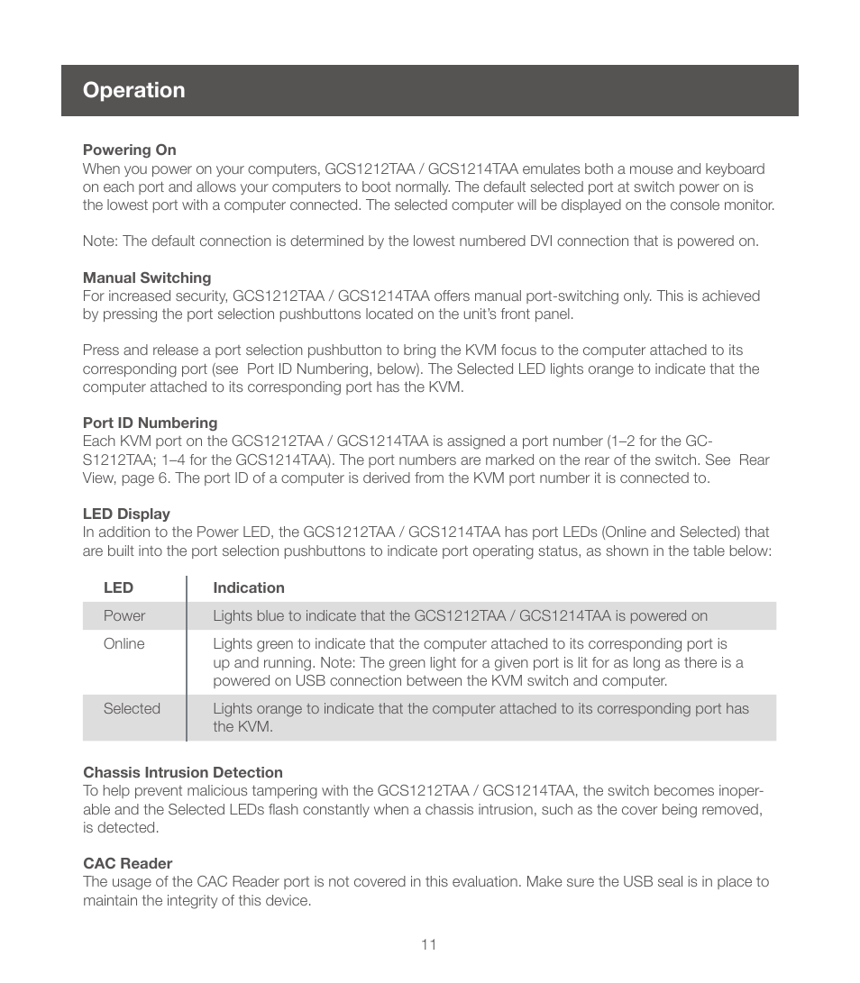 Operation | IOGear GCS1214TAA User Manual | Page 11 / 16