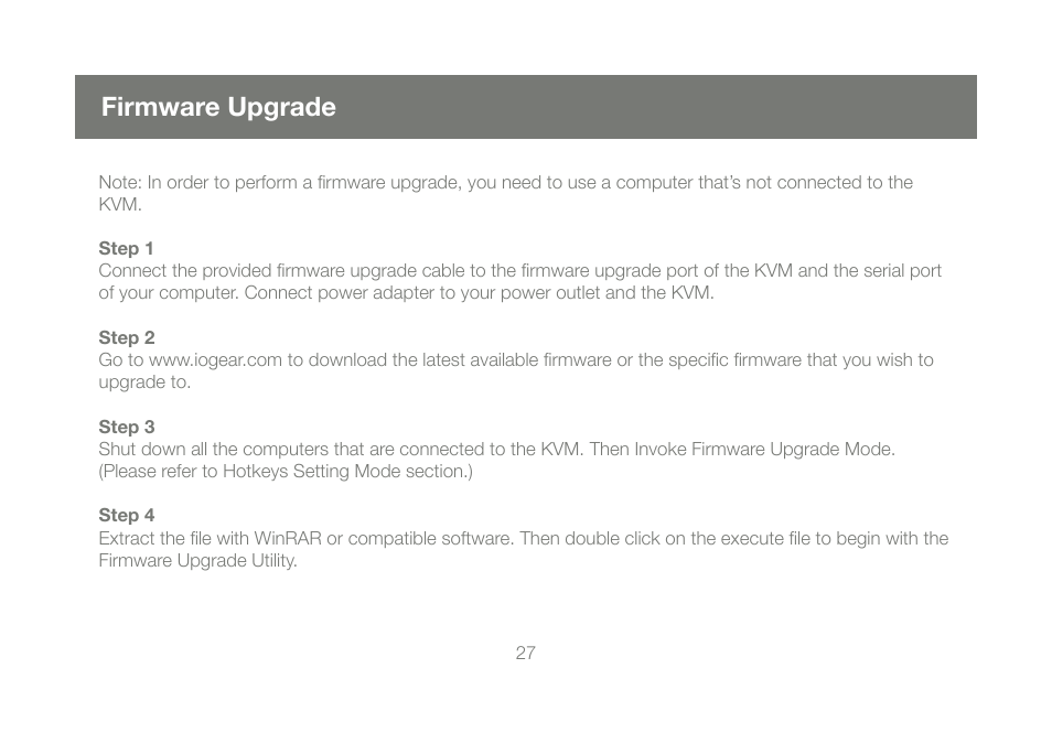 Firmware upgrade | IOGear GCS1644 v1 User Manual | Page 27 / 40