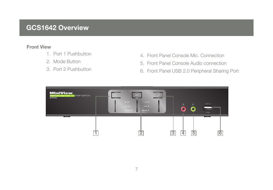 Gcs1642 overview | IOGear GCS1644 v1 User Manual | Page 7 / 40
