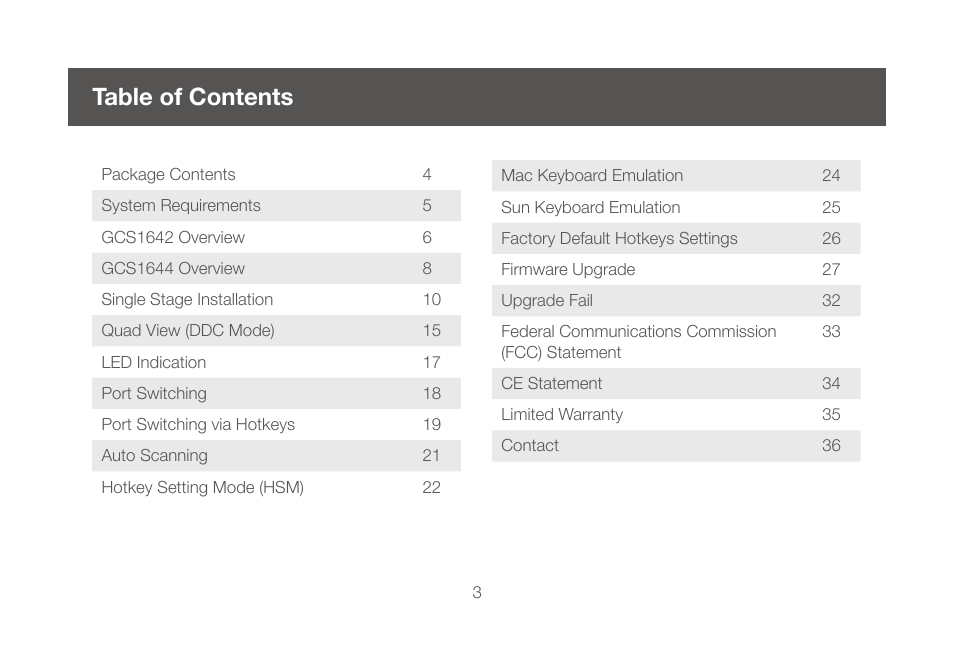 IOGear GCS1644 v2 User Manual | Page 3 / 38