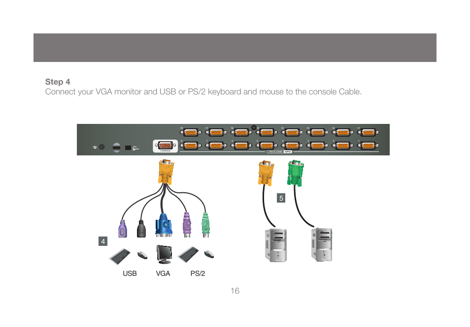 Vga usb ps/2 4 5 | IOGear GCS1808KITU User Manual | Page 16 / 68