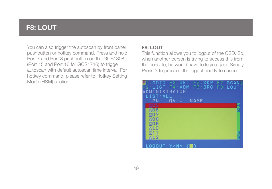 F8: lout | IOGear GCS1808KITU User Manual | Page 49 / 68