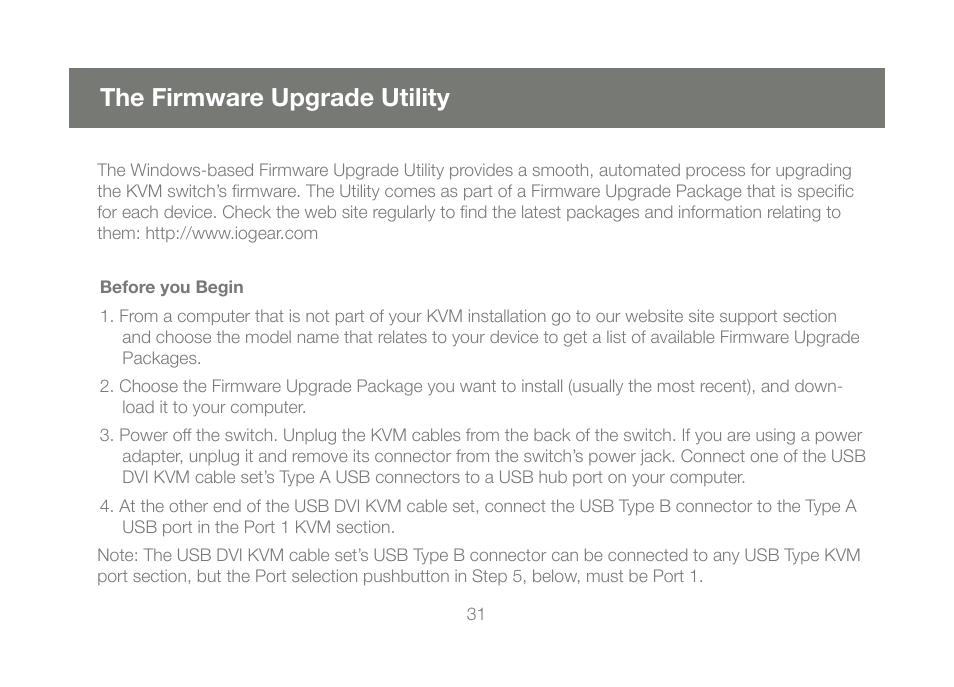 The firmware upgrade utility | IOGear GCS1782G User Manual | Page 31 / 48