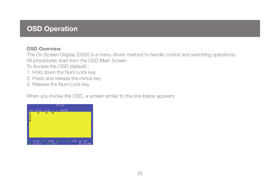 Osd operation | IOGear GCS1804 User Manual | Page 26 / 56