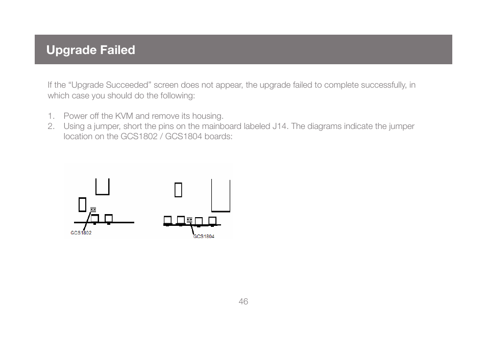 Upgrade failed | IOGear GCS1804 User Manual | Page 46 / 56