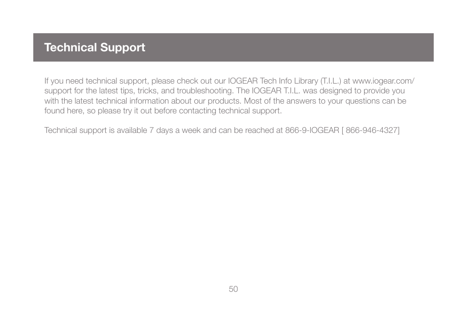 Technical support | IOGear GCS1804 User Manual | Page 50 / 56