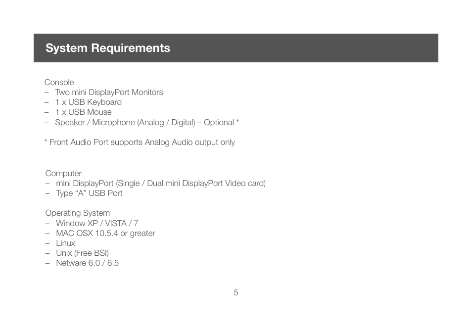 System requirements | IOGear GCS1924 User Manual | Page 5 / 38